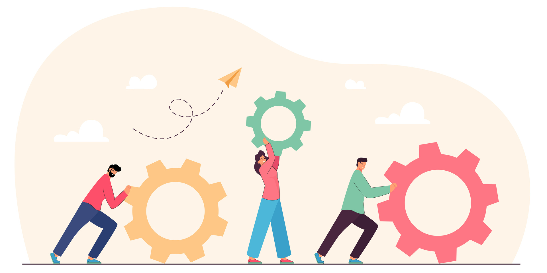 teamwork of tiny people with gea